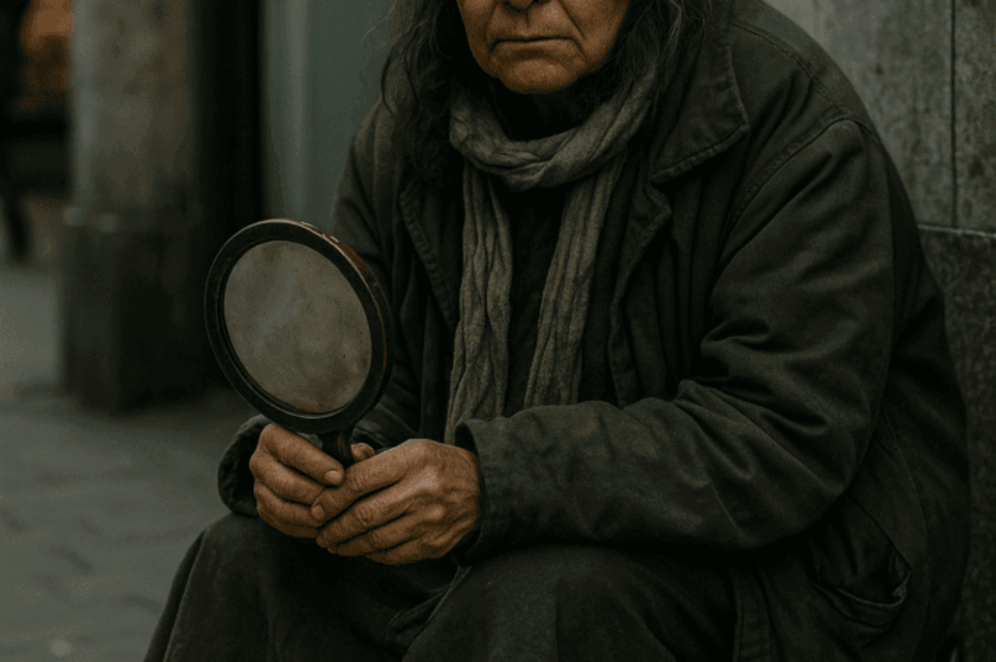 Die Frau mit dem Spiegel – Pennerin oder Prophetin?